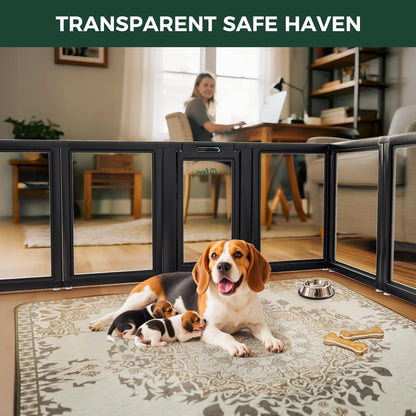 FXW AuraSpace Acrylic Indoor Unleashed Dog Playpen for Medium Dogs, 35 Inch, 8 Panels, Black