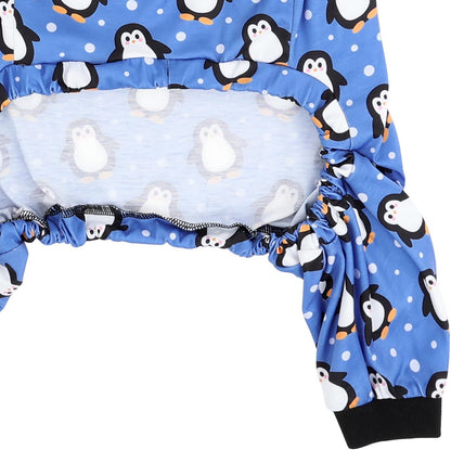 HDE Dog Pajamas One Piece Jammies Jumpsuit Pet Clothes Outfit Stretchy Lightweight Comfy Shirt Pjs for M-3XL Dogs Penguin Polka Dots - 3XL