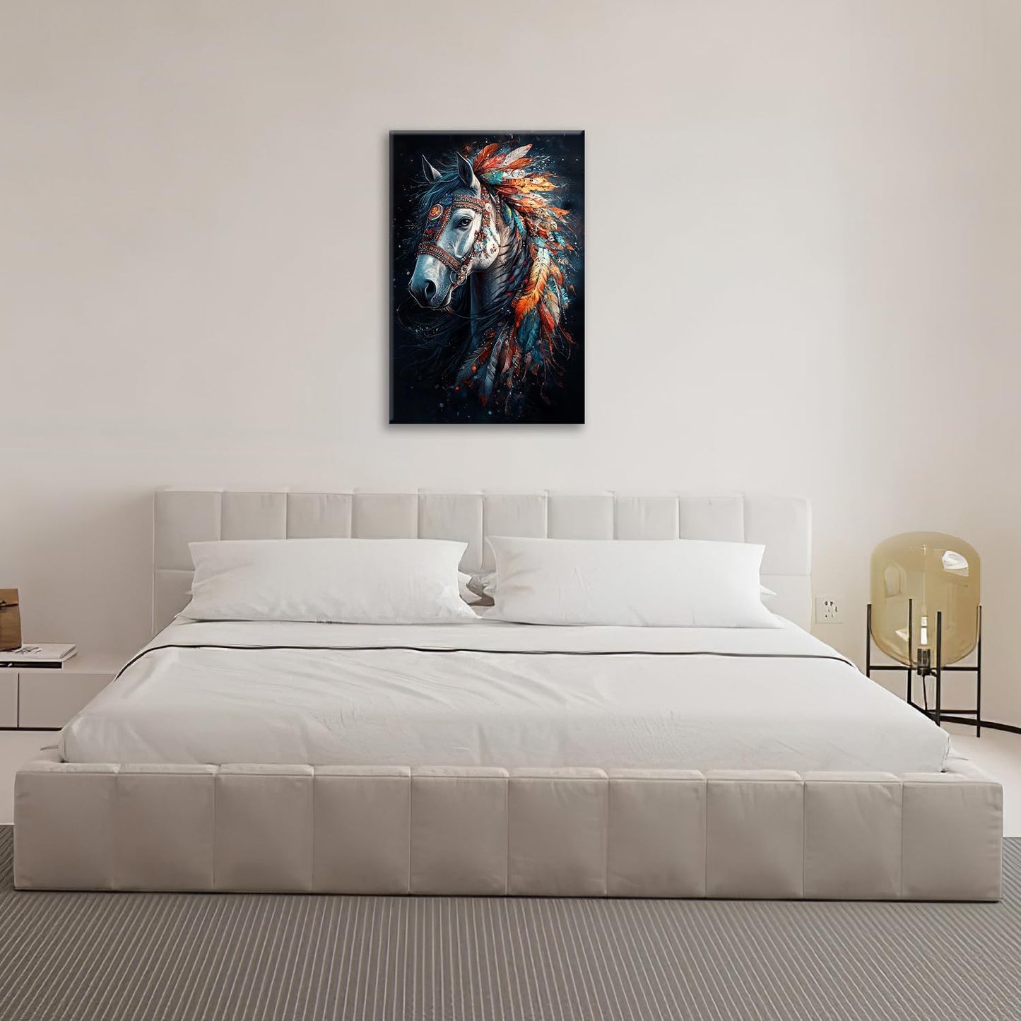 Horse Pictures Wall Art, Horse Animal Bathroom Wall Decor, Aesthetics Modern Framed Painting Elegant Canvas Artwork for Bathroom Bedroom Living Room Decorations 24"L x 16"W