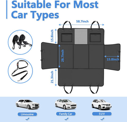 Hard Bottom Dog Car Seat Cover for Back Seat – Waterproof Nonslip Hammock Extender for Trucks & SUVs, Heavy Duty Pet Protector, Black Faux Leather