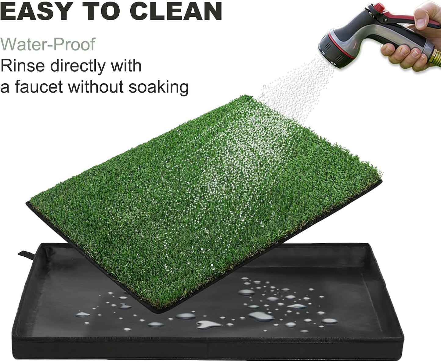 Dog Grass Pad with Foldable Dog Litter Box, Large Liner Base (33”×23”) for Balcony, 2 Artficial Grass Pee Pads for Dogs, Pee Pad Holder, Potty Training