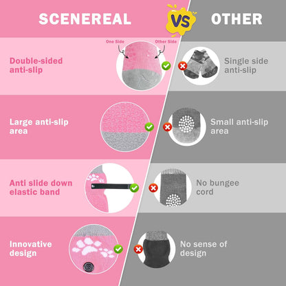 SCENEREAL Anti Slip Dog Sock to Prevent Licking Paws for Hardwood Floors, Boots & Paw Protector Shoes for Hot/Cold Pavement with Grippers, Double Sides Grips for Small Medium Large Senior Dogs, M