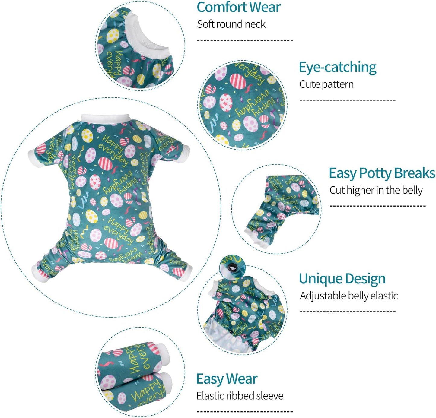 CuteBone Dog Easter Pajamas Puppy Onesies Small Dogs Soft Pjs Coat Cat Apparel Comfy Pet Clothes Outfit Doggie Bodysuit P277L