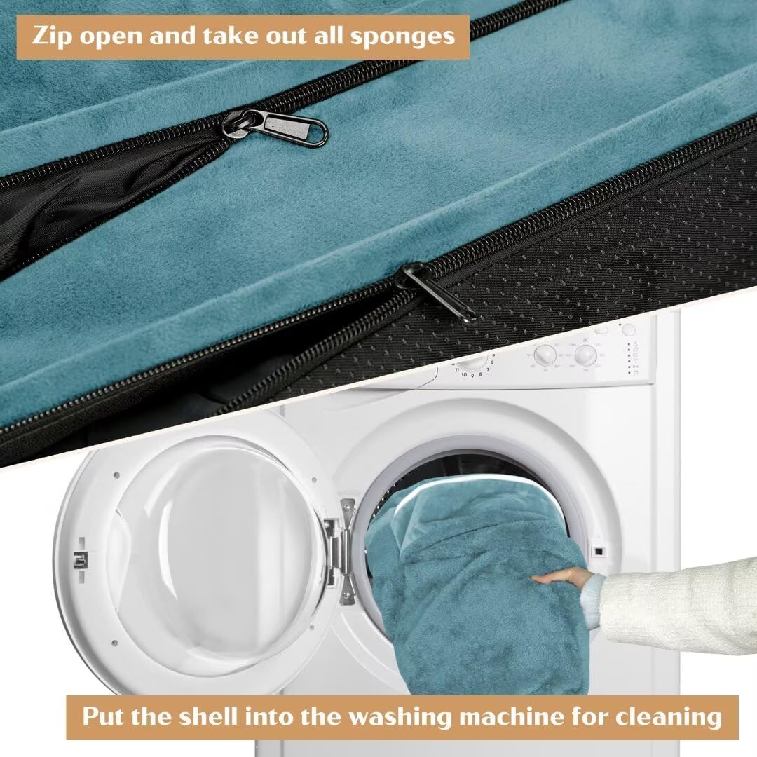 Comfort Expression XXL Waterproof Orthopedic Dog Bed for Extra Large Dogs, Orthopedic Foam Dog Sofa Bed with Washable Removable Cover & Non-Slip Bottom(XX-Large,Washed Blue)