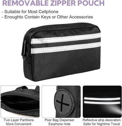 Hands Free Dog Leash with Pouch, Double Leash for Two Dogs, Retractable Bungee with Double Padded Handles, Dog Waist Leash for Dog Walking, Running Leash for Dogs, Dog Walking Accessories