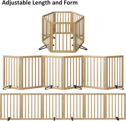 Extra Wide Dog Gates for Doorways, Bamboo Dog Gates for The House Stairs, Freestanding Pet Gates for Dogs, Doogie Puppy Fence Gate