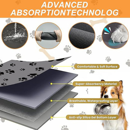 Pet Feeding Mat Dog Cat Food Mat for Floors Waterproof Food and Water Bowl Mats for Indoor Absorbent Non-Slip Dog Food Mat Quick Dry Pet Food Mats 12x20in Light Gray