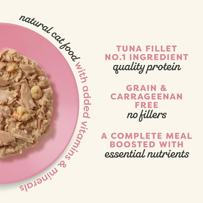 Applaws Vitality Wet Cat Food in Broth, Natural Canned Cat Food, Wet Food for Cats with Added Vitamins and Minerals, Grain and Carrageenan Free, Tuna Fillet & Shrimp in Broth (24 Count, 2.47 oz Cans)