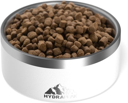 Hydrapeak Dog Bowl; Non Slip Stainless Steel; Water and Food Dish; Large Sized and Small Dogs; 32oz 64oz; Multiple Sizes; 4 Cup | White