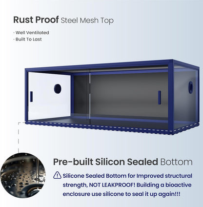 85 Gallon Snake Enclosure, Front Opening Reptile Tank for Easy Maintenance, Reptile Terrarium with Top Screen Ventilation 48''x24''x18''