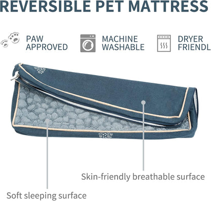VANKEAN Waterproof Dog Pad Bed Mat Reversible (Warm&Cool), Removable Washable Cover & Waterproof Inner Lining, Pet Mattress for Cats and Dogs, Joint Relief Crate Bed, Navy
