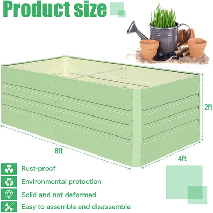 SnugNiture Galvanized Raised Garden Bed 8x4x2FT Outdoor Large Metal Planter Box Steel Kit for Planting Vegetables, Flowers