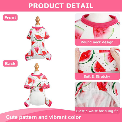 Dog Pajamas for Small Dogs - Dog Pjs - Cute Dog Pet Clothes Onesies Outfits for Doggie Girl Summer Shirts Sleeper for Pet Cats Jammies Puppy Teacup Clothes, Red