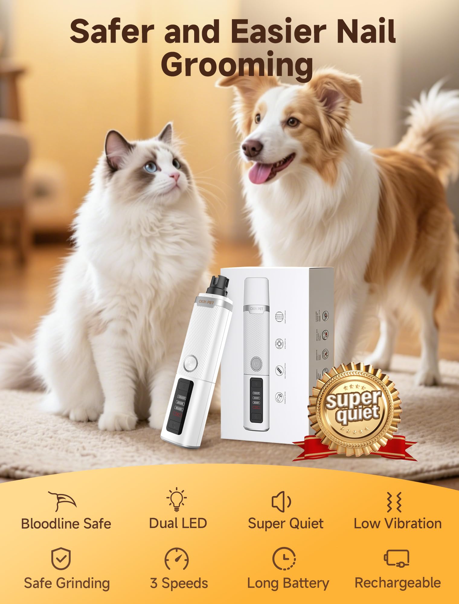 Ckin pet Dog Nail Grinder Whisper Quiet & Safe for. Chosen for real quality, fits naturally into