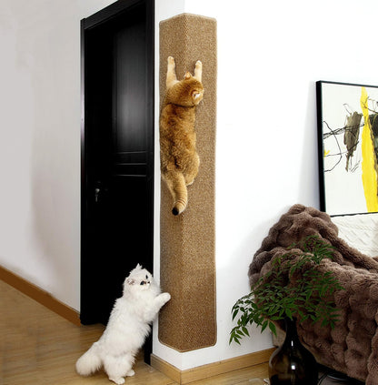SHENGOCASE Thickened Cat Wall Corner Climbing Carpet, Cat Wall Furniture, Wall Corner Scratcher, Scratching Post (Camel)