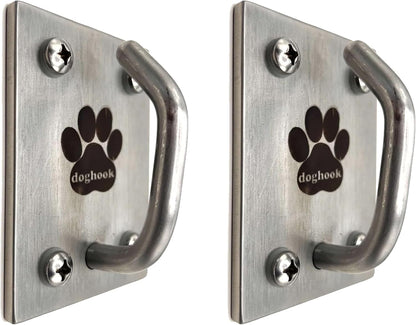 Canine Hitch- Secure Dog Leash Parking Mounted Indoor – Outdoor Wall Hook - Tie Out Stainless Steel Practical Lead Management for Home & Business, Ultimate Strength 2 Pack