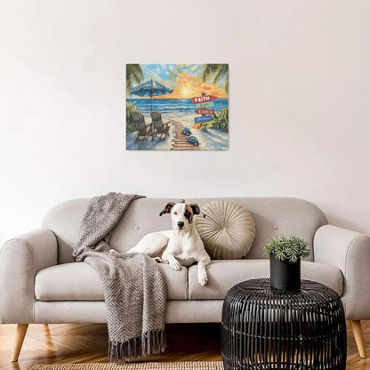 Beach Ocean Bathroom Pictures Wall Art, Seaside Coastal Bathroom Wall Decor, Sunrise Framed Painting Canvas Artwork for Bedroom Living Room Decorations 24"L x 20"W