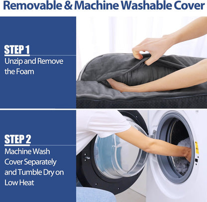 XXL Dog Beds with Bolsters, Extra Large Orthopedic Dogs Beds, Waterproof Dogs Beds XLarge, Egg-Crate Foam Dog Beds with Removable Washable Cover, Nonskid Bottom (XX-Large, Dark Grey)