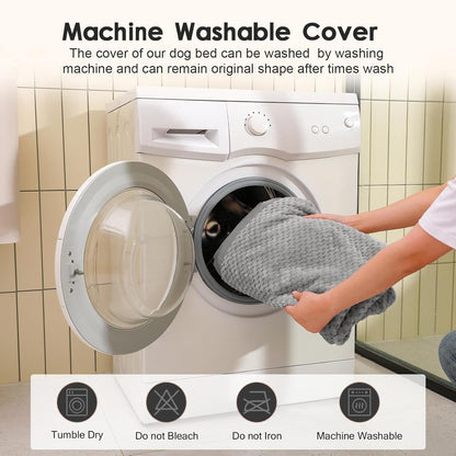 Orthopedic Dog Bed, 3 Inch Memory Foam Dog Beds for Large Dogs, Washable Removable Cover, Nonskid Bottom, Waterproof Pet Couch for Indoor, Outdoor or Car Use, 41x27 Inches XL Light Grey