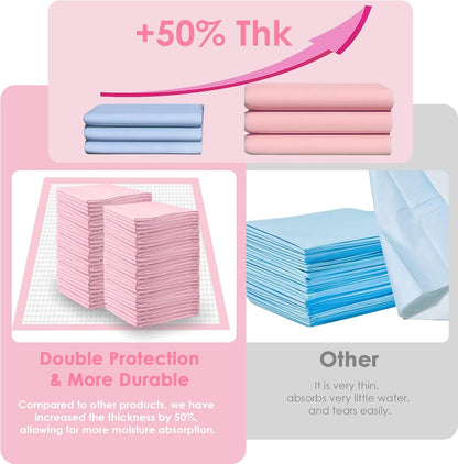 Pink Puppy Pee Pads, 24"x 24" 40 Count Disposable Puppy Pee Pad for Pet Toilet Training, Super Absorbent & Thick, Leak-Proof, Quick-Dry, Pet Potty Pads for Puppies, Dogs, Cats, Rabbits