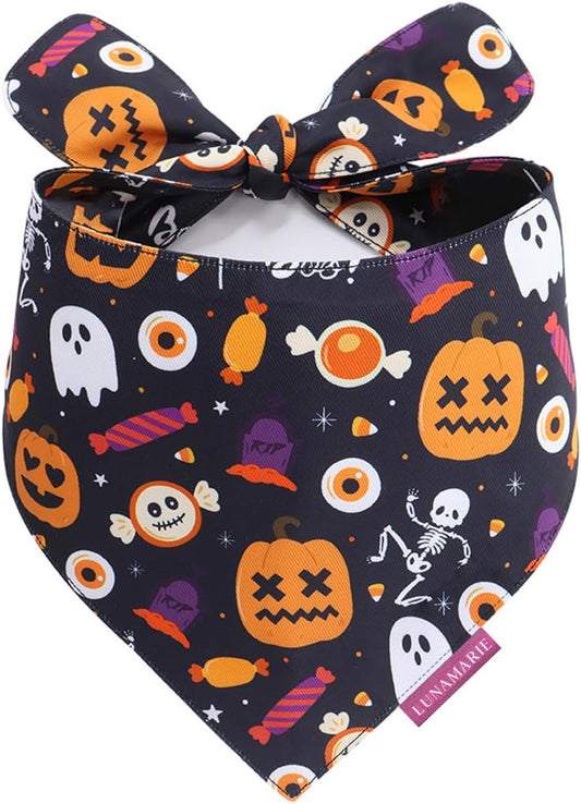 LunaMarie - Luxury Cat and Dog Bandanas - Halloween Designs | Premium Silky Poly Fabric | 100%