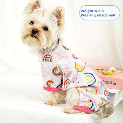 Dog Pajamas Pjs Summer Dog Clothes for Small Dogs Girl - Boy - Medium Size Dogs, Soft Stretchy Puppy Clothes Doggie Onesies Fall Cat Pet Jammies Outfit (Pig Pink, Large)