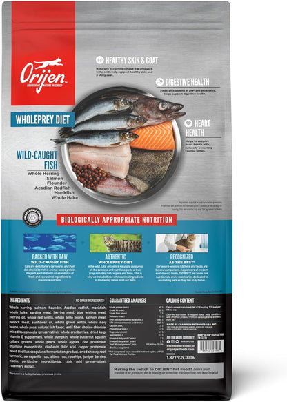 ORIJEN Grain Free High Protein Premium Dry Cat Food Six Fish Recipe 7lb Bag