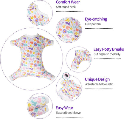 CuteBone Small Dogs Outfit Soft Puppy Onesies Pjs Dog Easter Rabbit Pajamas Pet Coat Cat Apparel Comfy Doggie Jumpsuit Bodysuit for All Seasons P276L