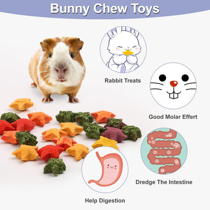 Rabbit Treats, Healthy Bunny Treats Natural Mini Star Shaped Snacks Treats for Pet Rabbits and Small Animals Molar Toys Guinea Pig Hamster Chinchilla Gerbil