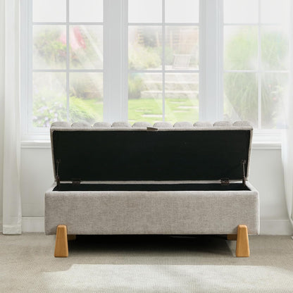 Storage Ottoman Bench, Bedroom Storage Bench Foot Rest with Legs, 17.1 x 48.6 x 18.5 Inches, End of Bed Bench, Load up to 500 lb, for Living Room, Bedroom, Entryway, Light Gray