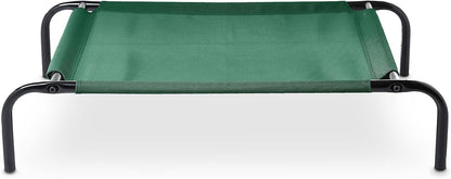 Amazon Basics Cooling Breathable Elevated Dog Bed with Metal Frame for Small Dogs, 36 x 22 x 7.5 Inch, Green