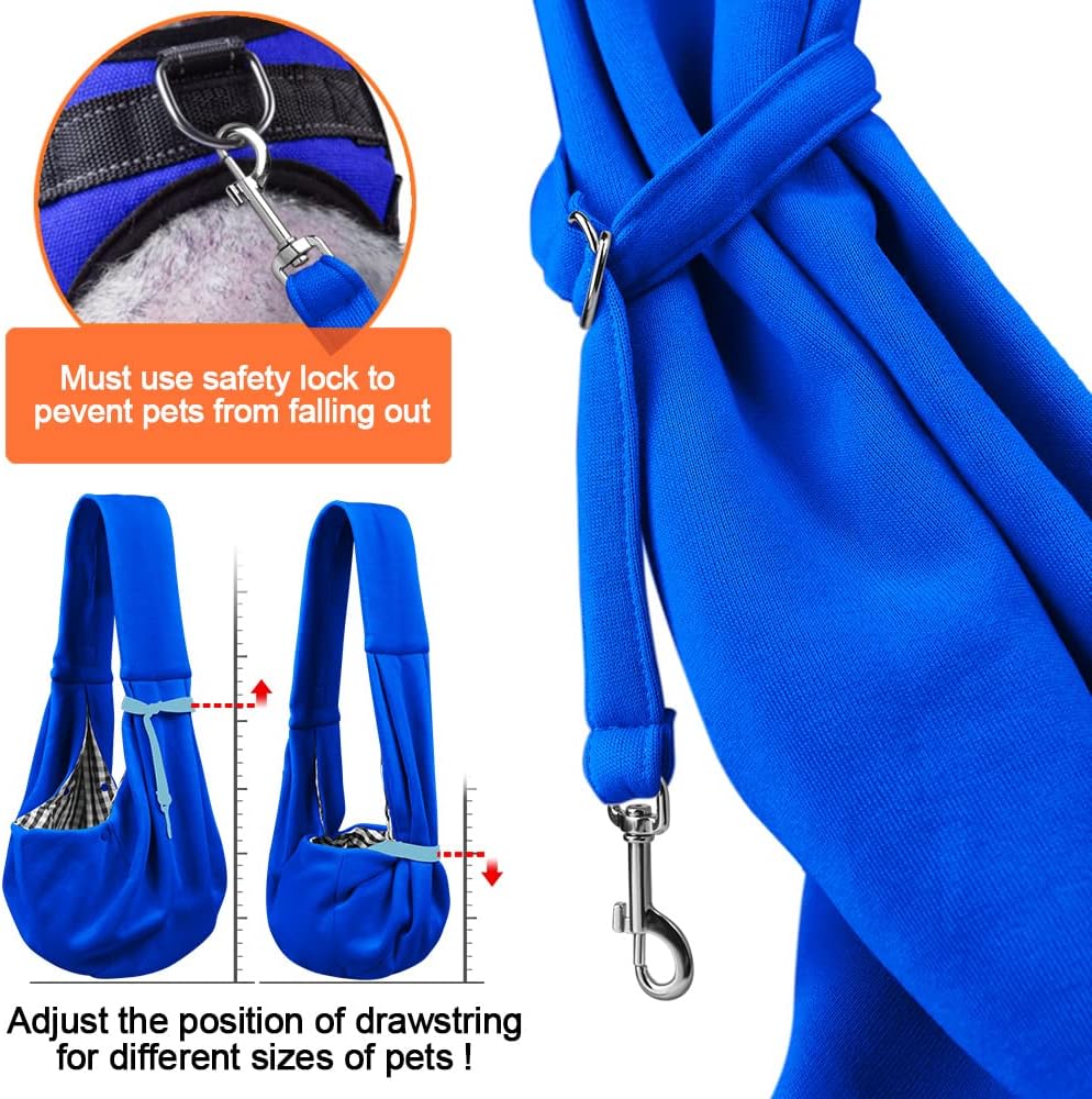 Tomkas Small Dog Sling Carrier - Classic Pocket & Classic Strap - for 3-10 lbs Pets(Royal Blue)