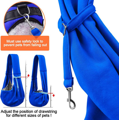 Tomkas Small Dog Sling Carrier - Classic Pocket & Classic Strap - for 3-10 lbs Pets(Royal Blue)