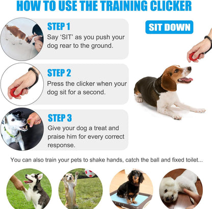 Dog Clicker for Training, 2 Pack Dog Training Clicker, Clicker Dog Training with Wrist Strap, Pet Training Clicker, Perfect for Dog Cat Puppies Behavioral Training (Red and Yellow)