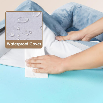 EHEYCIGA Orthopedic Dog Bed for Medium Dogs, Waterproof Memory Foam Medium Dog Beds with Sides, Non-Slip Bottom and Egg-Crate Foam Pet Couch Bed with Washable Removable Cover, Washed Blue