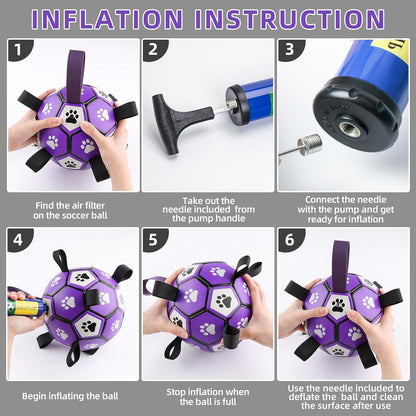 QDAN Soccer Ball for Dogs - Durable Large Dog Balls, Outdoor & Water Toy, Herding Ball, Puppy Birthday Gift (8 Inch)