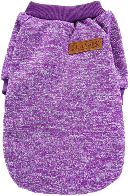 Jecikelon Dog Clothes Dogs Sweater Soft Puppies Clothing Winter Puppy Sweaters Warm Outfit for Dogs Small XXS XS Cat Apparel (X-Large, Purple)