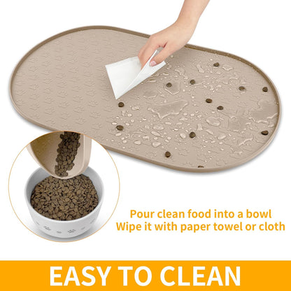 KPWACD Dog Food Mat Anti-Slip Bowl Mats for Food and Water, High-Lips Waterproof Pet Placemat Prevent Messy Spills to Floor, Silicone Puppy Feeding Trays for Large Medium Small Dogs Cats