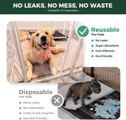 FXW Washable Pee Pads for Dogs, Puppy Pads with Super Absorbent, Specifically Designed for 48inch Cages, 47" × 29" Rectangle, Khaki, 1 Pack