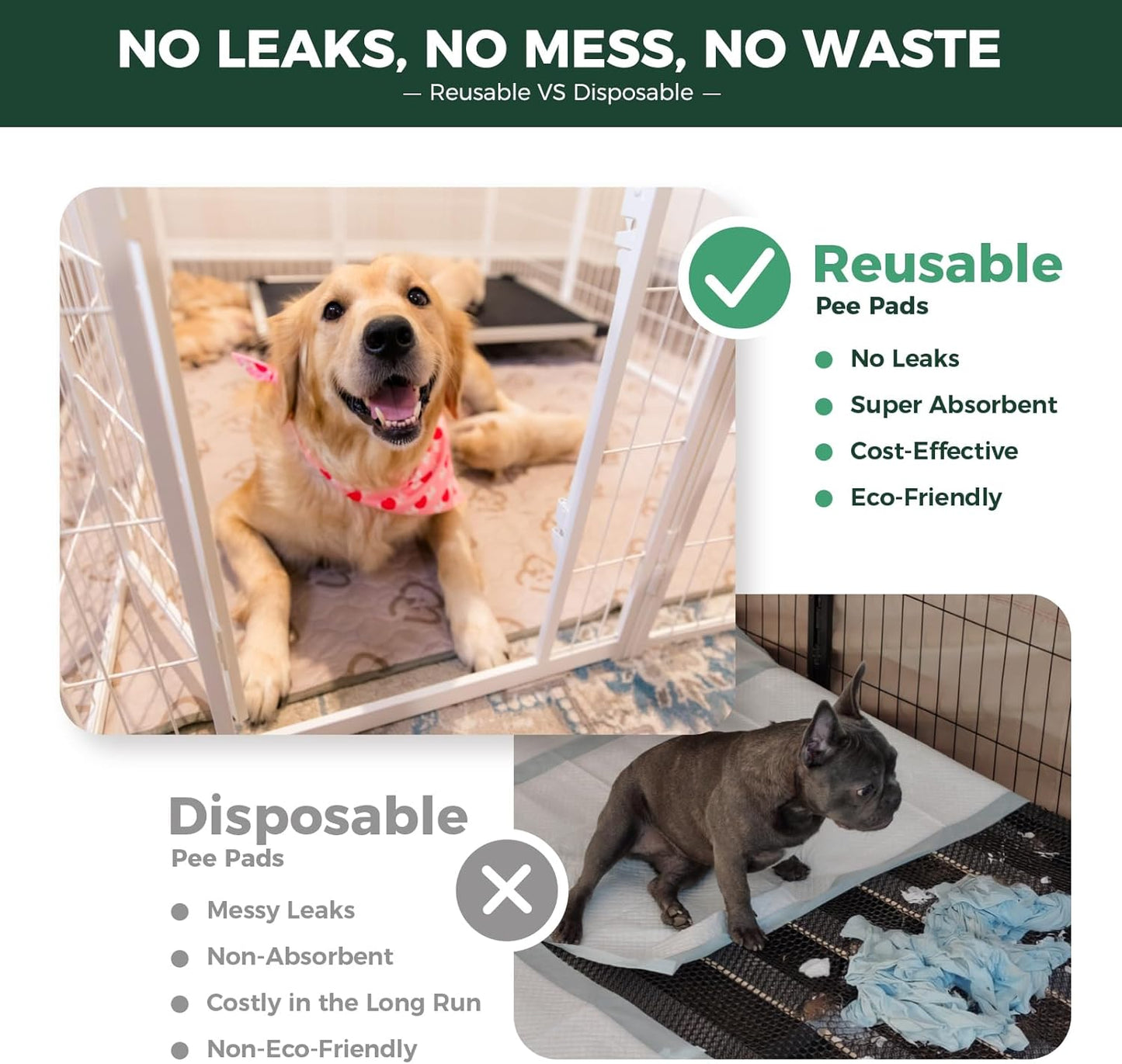 FXW Washable Pee Pads for Dogs, Puppy Pads with Super Absorbent, Specifically Designed for Whelping Box, 47" Round, Khaki, 2 Packs