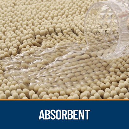 OLANLY Dog Door Mat for Muddy Paws 70x24, Absorbs Moisture and Dirt, Absorbent Non-Slip Washable Doormat, Quick Dry Chenille Mud Mat for Dogs, Entry Indoor Entryway Carpet for Inside Floor, Beige