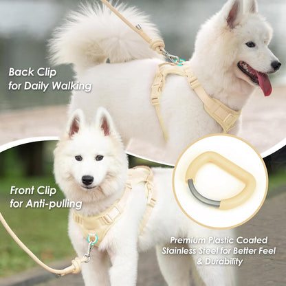No Pull Dog Harness, Puppy Vest with Front Clip for Small Medium Large Sized Dog(Light Yellow,M)