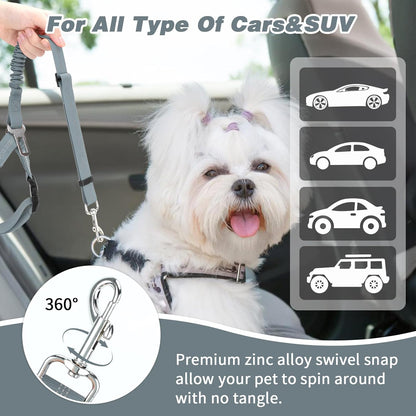 BWOGUE 2 Piece Dog Seat Belt for Car with Elastic Bungee Buffer Safety Seatbelt Car Headrest Restraint Wear Adjustable Metal Buckle Harness in Vehicle Travel for Pet