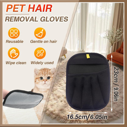 Upgraded Pet Hair Remover Glove - Reusable Electrostatic Five-Finger Gloves for Cat/Dog Hair Removal on Furniture, Carpet & Clothes