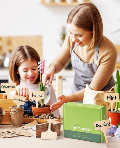 Homenote Bamboo Plant Labels 100Pcs Plant Tags for Seedlings T-Type Tags for Plants Outdoor Garden Markers Vegetable Seedling（2.36 * 4“