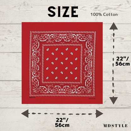 MDSTYLE 100% Cotton Bandana for Men & Women 22" x 22". Chosen for real quality, fits naturally into