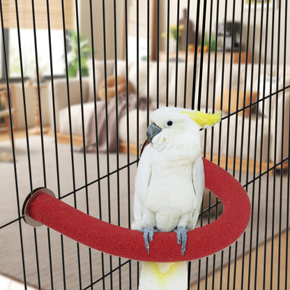 Rypet U Shape Parrot Perch Stand Toy for Paw Grinding Clean Stick Exercise, Rough-Surfaced Quartz Bird Perch Standing Cage Accessories for for Small Parakeets Cockatiels Conures Macaws Finches(Red)