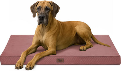 Outdoor Extra Large Dog Bed, Jumbo Waterproof Dog Bed for Large Dogs, Orthopedic Egg Foam Pet Bed Mat with Removable Oxford Cooling Cover, Pink