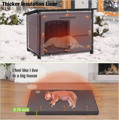 GUTINNEEN Dog House Insulated Outdoor Dog Kennel with Liner for Winter Large(Off-White)