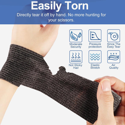 LDIWEE 24 Pack 2 Inch Self Adhesive Bandage Wrap - 5 Yard Black Cohesive Vet Wrap & Athletic Tape Grip Tape for Ankle Sprains, First Aid Medical, Sports Injuries